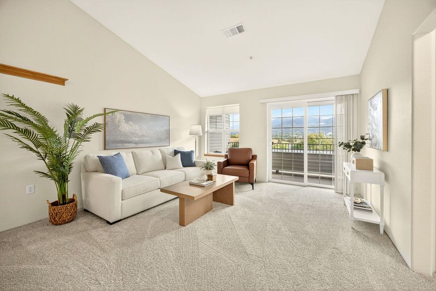 Wonderful, single-level, top-floor condo in the a central Mountain Meadows location with easy access to the club house and the incredible amenities of this community. This home has been beautifully cared for and has a new HVAC system and carpeting throughout. With two bedrooms, two bathrooms and an office nook, there is room for guests and work from home. The home is highlighted by the spacious living room with vaulted ceiling and a sliding glass door to a private deck that enjoys views of Mount Ashland and city lights. The primary also has views and an ensuite bathroom. The large kitchen has solid wood cabinets and a breakfast nook that is perfect for entertaining. All of this in the popular Mountain Meadows community with amenities ranging from fitness center, restaurant, park, trails, woodworking studio and a library. Truly a wonderful opportunity and just minutes to downtown Ashland.