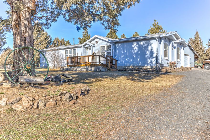 Beautiful property just minutes from town.  3 bedroom 2 bath with sunken garden tub.  Upgrades throughout, new kitchen flooring, light fixtures, upgraded sliding door that opens to covered outside dining and seating area.  Detached 24x30 shop provides for plenty of storage and projects.  Small covered carport for additional storage. Storage shed, and additional concrete slab ready for barn.  440 amp power has been brought out for new shop site.  Horses welcome.  This property has so much to offer, including excellent value.