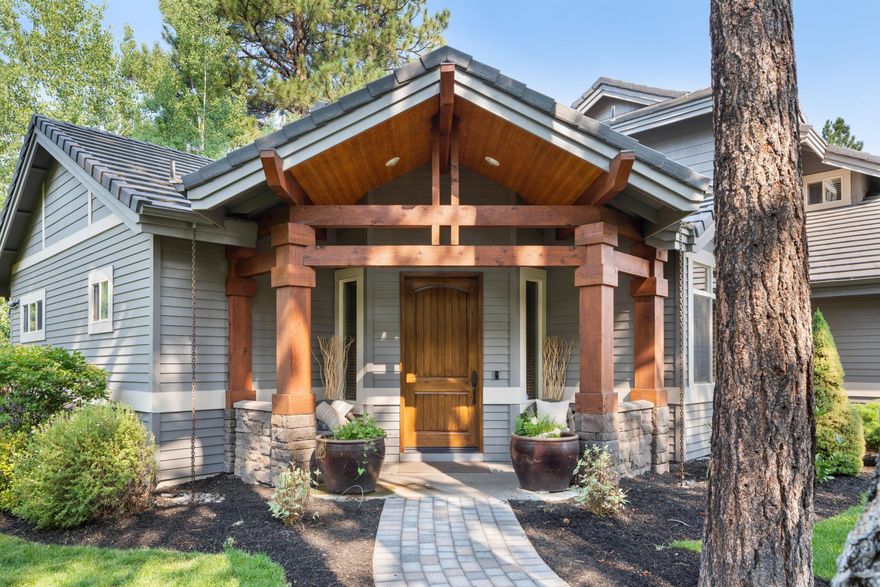 Nestled within the picturesque landscape of Bend, Oregon, this beautiful townhouse offers a blend of modern design and natural beauty. Positioned in a peaceful and coveted neighborhood within the gated community of Broken Top, this home presents a unique opportunity for discerning buyers seeking sophistication, ease, and tranquility. Upon entering the foyer with updated tile work, you will see the office space and the main living room with its grand shiplap wall and tiled gas fireplace. There are two generous primary suites on either side of the main level. Each bedroom offers full tile showers, walk in closets, and ample storage space. 
The main hub of the home is the kitchen area which has updated appliances, cabinetry, backsplash, and counter tops. The corner pantry is convenient and enhances the functionality of the kitchen. Upstairs you will find a bedroom, loft and bonus space, with a jack and jill bathroom. Out back you will love the full paver patio and fully fenced in space.