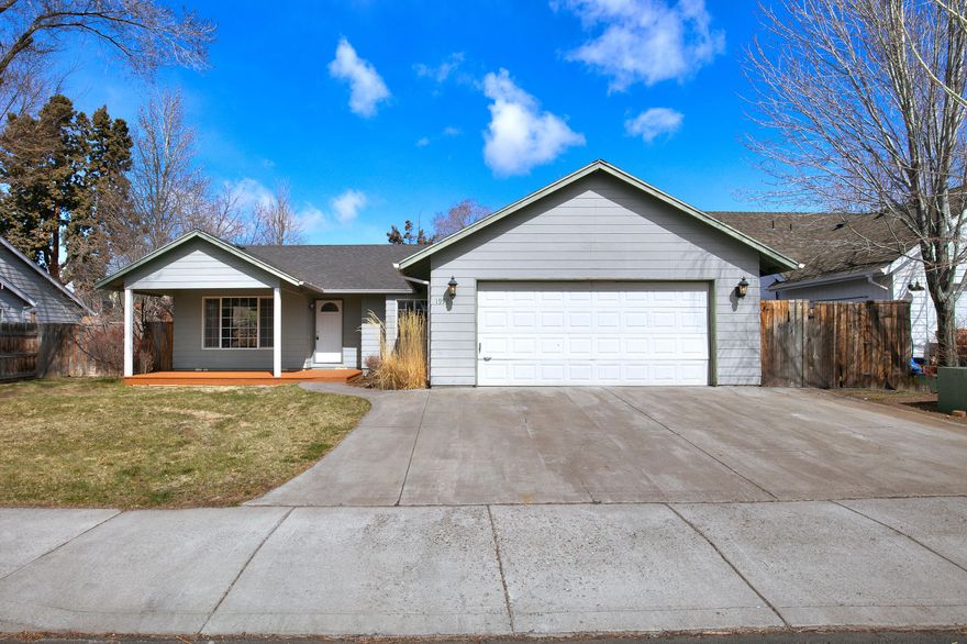 Move in ready single-level home in quiet NE Bend neighborhood. Near hospital and schools. New carpet and interior paint. Light and bright great room with vaulted ceiling, big windows and ceiling fan. Kitchen with new dishwasher and gas range opens to the great room.  Main bedroom with 5 foot shower and walk-in closet.  Mature landscaping with shaded trees, raised flower beds in fenced back yard.