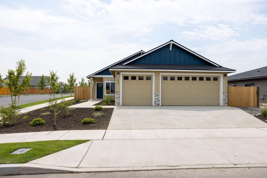 Now completed & move-in ready! Lot 11 features the Martin floorplan w/ single-level living, 3 bdrms, 2 baths, 3 car garage on a level, corner lot with backyard & wide side-yard. The primary bdrm features box ceiling detail, walk-in closet, dual vanity w/ shower. Entertain in your kitchen w/ SS appliances, pantry, tiled backsplash, extensive slab quartz countertops w/ breakfast bar opening to dining area and vaulted great room w/ decorative gas burning fireplace. Two guest bedrooms share a full bathroom with double vanity and tub/shower combo. Utility/laundry room & linen closets too. Durable laminate plank flooring thru-out & carpeted bdrms. Beautiful mountain views from your fenced & landscaped backyard including sprinklers, addt'l side parking & entrance gate. Upgraded finishes & A/C included! Korbin Meadows is a new community in a desirable neighborhood of SW Redmond. *Floorplan subject to change.