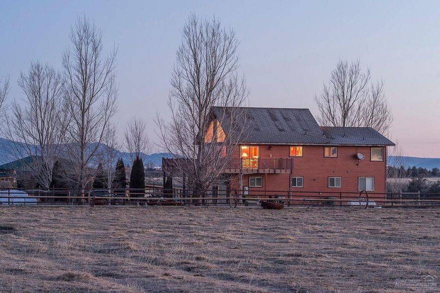Premier registered angus/Hereford ranch with outstanding panoramic Cascade Mtn views from Mt Bachelor to Mt Hood.  93.7 ac Deschutes water rights (N Unit).  5 tower pivot and wheel line irrigation system.  Large irrigation pond.  2 pumps (20 & 25 hp).  Corrals all steel welded with perimeter fencing and cross fencing.  Barn has 220 volt.  Electricity to water tanks to keep from freezing in winter.  Custom home built specifically for owner with top quality workmanship and materials throughout.  Custom cabinetry done in distressed hickory, birds eye maple, and bamboo.  Granite counter tops with marble back splash.  Beautiful pine vaulted ceiling and teak flooring.  Wrap around trex deck affords 360* view of property and Cascade Mtns, canyon, rimrocks, reservoir, cattle, and wildlife.  Farm or ranch yourself or rent for cash.  This property is perfect for livestock, horse property, row crop, and seed production.  Close to town, yet extremely private down dead end road. Peaceful. Must see.
