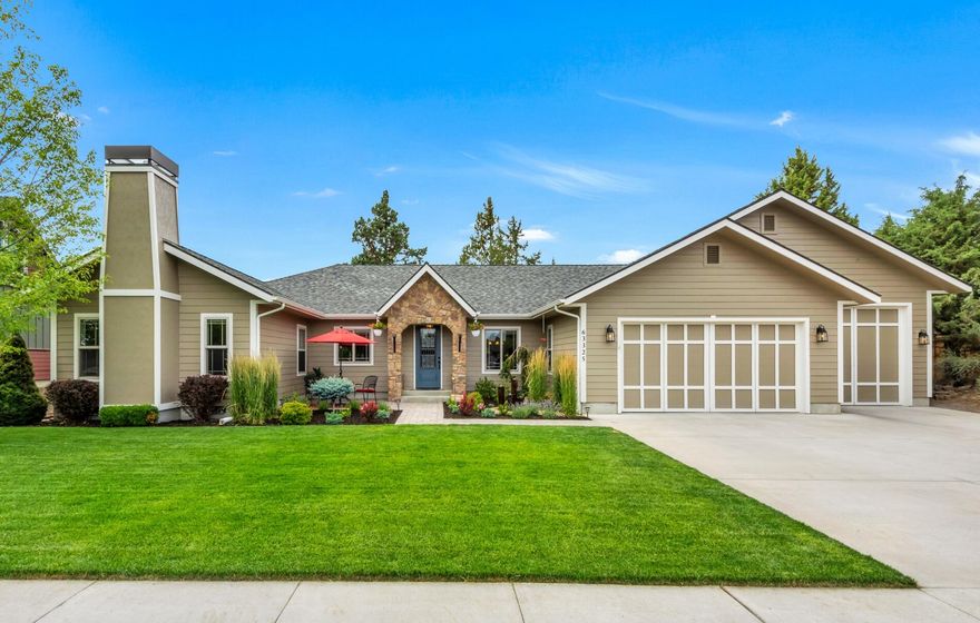 Newly updated single level custom home on over a 1/4 acre lot with a 1200sf garage built for the bend lifestyle! This beautiful home features an open floor plan with vaulted ceilings, great master separation, two fireplaces, and 4 French doors that offer abundant natural light leading to a large private rear patio. Some of the many recent updates include professionally painted interior and exterior using high quality paint, high efficiency Lenox furnace and air conditioner, new gutters, engineered hardwood floors, and designer carpet in the bedrooms. Garage features built in storage, a large coat closet, work bench, 16x8 and 10x10 garage doors, and a utility door leading to an expansive rear storage area with an additional tool shed. Professionally landscaped with new sod and sprinklers. Located on a quiet street in a beautiful development and only two blocks from Rock Ridge park. Meticulously maintained inside and out, make your appointment today, you will not be disappointed.