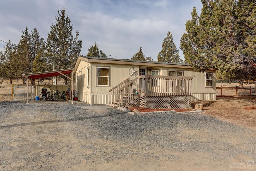 Zero down possible! Perfect family home or weekend get away! Well maintained home in the heart of CRR. An acre of High Desert to call your own that's move in ready. Home just painted & turn key! 3 bedroom, 2 bath home w/open living space. Plenty of storage, Laminate flooring in main living area. Forced air heat, central Air Conditioning for summer. Carport for parking cars or toys. Storage buildings in the back yard are great for hobbies! Perfect setup for a few horses with miles of horse & hiking trails throughout the Ranch. Loafing shed, hay storage or covered stalls! Crooked River Ranch features a private Golf course, pool, clubhouse, restaurant, store & much more!