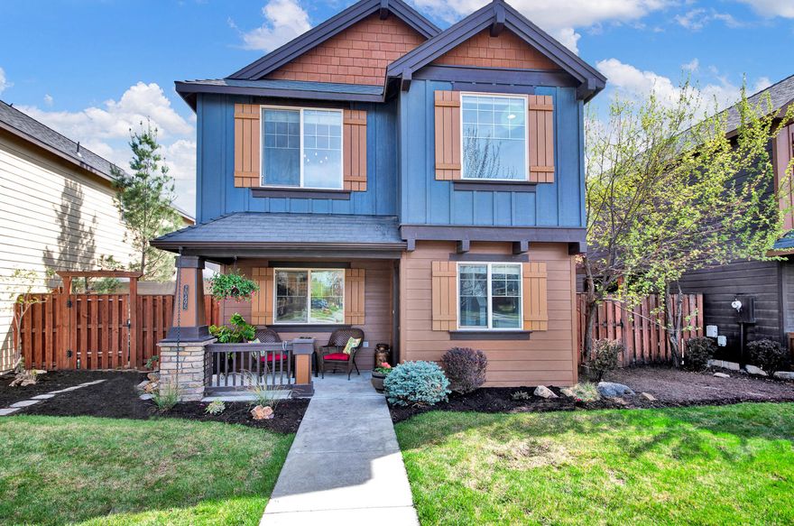 Charming home in Pahlisch community! You will quickly recognize the upgrades this home has received, from the luxury vinyl plank flooring to paint, this home has it all. The living room boasts a gas fireplace & stone surround. The 2-story tile foyer entry greets your guests, and the kitchen has knotty alder cabinets, tile counters, a pantry & includes all of the stainless steel appliances. Powder room downstairs, all 3 bedrooms & laundry upstairs (washer and dryer are included). The inviting primary suite includes a shower, double sinks, tile counters, plus a roomy walk-in closet. This home has a rear entry double car garage. The beautiful low maintenance yard & patio coupled with the HOA fee which includes full front yard maintenance and snow removal will allow you to lock the door and enjoy all that Central Oregon has to offer.