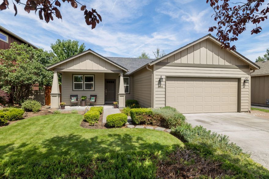 Welcome to a quiet, softly treed street in the Views at Oaktree. One level home, newly remodeled Modern interior throughout and stunning! Open Great Room, tiled gas fireplace, Quartz slab counter tops, custom backsplash, under-counter sinks & lighting, custom interior paint, brushed nickel hardware & light fixtures, LVP & carpet flooring. Newer stainless steel appliances included. Relax on the covered front porch or rear patio, manicured landscape, plus a large fenced backyard. Too many improvements to list. This is a great location, short walk to Mountain View Park, nearby St. Charles Hospital, restaurants & shopping. Move in ready! Seller shall contribute $3,000 toward Buyer closing costs, prepaids, or loan buy down.