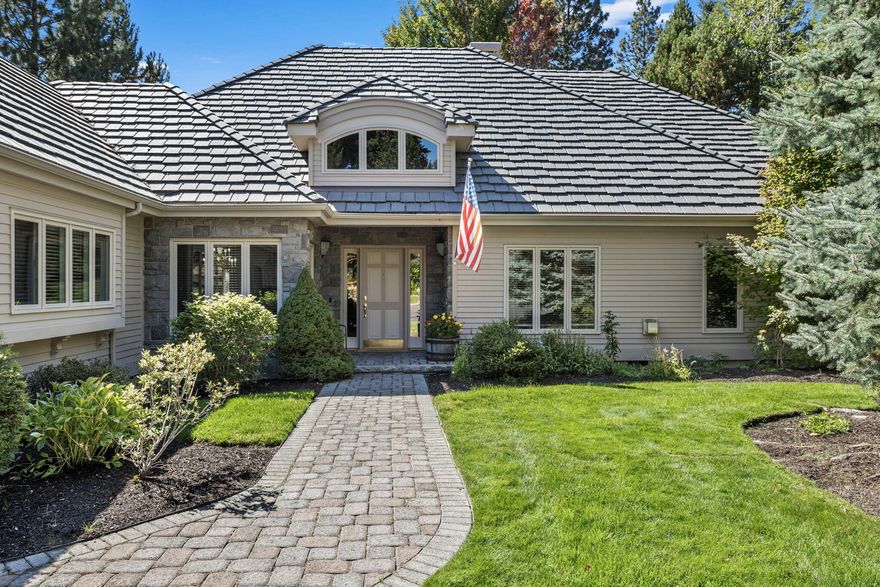 Picturesque Lake and 17th Fairway views from this beautiful single level Broken Top home, set upon a mature landscaped yard enjoying both front and back water features, adding to the peaceful ambiance. Interiors intertwine luxury w/ comfortable living spaces, where the spacious living area's wall of windows showcase the outdoor views. A cheerful breakfast nook adjoins the gourmet kitchen w/ 2 Wolf ovens, Fisher Pakel dishwasher, island w/ gas cooktop, wine fridge & bkfst bar and an elegant dining room is nearby for enjoying gourmet meals. The floorplan provides an ideal separation of space, w/ an office large enough to serve as both a workspace & den, complete w/ a cozy fireplace. The primary suite, w/ its own private golf course view patio, includes TWO full baths & walk-in closets. On the opposite end of the home, the guest wing features two bedrooms suites w/adjoining sitting area.  Spacious laundry room and enormous 3-car garage complete this remarkable home.