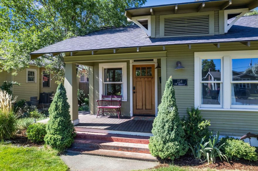 HOME + ADU! Discover timeless charm and modern versatility in Bend's Historic District just steps from the The Box Factory, the Old Mill District, and Downtown Bend. This beautifully updated 1925 Craftsman bungalow retains its historic character while offering today's comforts, including a light-filled living room and a dine-in kitchen. With 2 bedrooms, 1 bath, and a cozy loft, the main home is perfect for comfortable living. A private back patio separates it from the stunning ADU, built in 2021, featuring a spacious open floor plan, sleek kitchen with ample storage, 1 bedroom, 1 bath, a loft and its own patio and dedicated parking. Live in one and rent the other, create a guest retreat, or generate steady income—this rare dual-dwelling opportunity offers lifestyle flexibility in an unbeatable location.