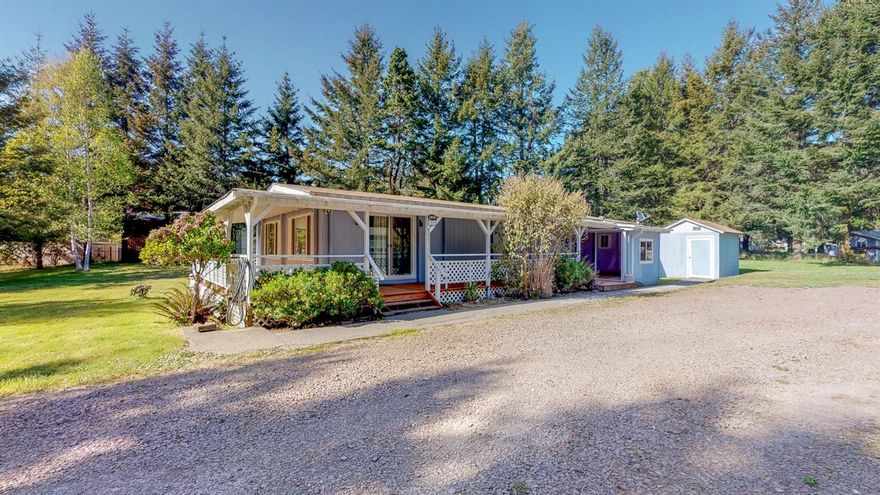 Plenty of RV parking with a 3 car over sized garage home. This two bedroom and two bath double wide manufactured home with bonus room and huge covered deck. Home sits on one acre with well and cistern in the Cape Ferrelo area. Kitchen includes micro, dishwasher, garbage disposal, oven, stove, and lots of storage. A greenhouse accents the lovely level and usable acreage. Plenty of room for a chef's garden. Call this Country home your own.