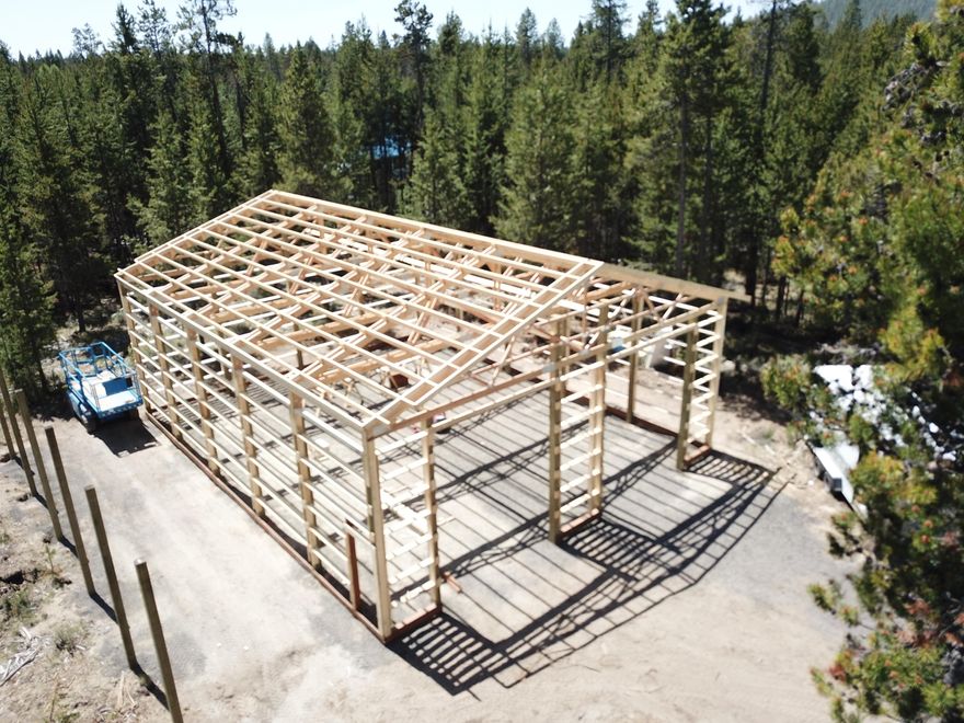 Newly Built Pole building for storage and recreational camping. 2000 sq.ft. with 16' eaves and large 12'X14' roll up garage doors. Building also has large shed roof the length of the side 14'X50', for covered parking.

Folks love these properties to visit in their RV and enjoy all the recreational amenities of the Sunriver area. Mt Bachelor and the high lakes are just up the road, about 20 mins to the High Cascade Lakes Highway and 30 mins to Paulina and East lakes.

Call or email for a list of features and specifications. Estimated completion date July 3rd, 2020.

Drive by or call now, before this one is gone!

Potential upgrades to insulate, provide extra lighting and electrical options, and more available.