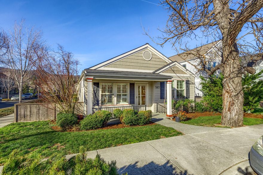 Charming single level home in highly desired Riverwalk neighborhood. This 1711 square foot home has three bedrooms and two bathrooms. The front porch looks across the street to North Mountain Park, a wonderful place to walk, play and bird watch. The living room has high ceilings and a gas fireplace, creating a warm and welcoming atmosphere. Two bedrooms and a full bath sit toward the front of the home. Perfect for guests or a home office. The kitchen and eating area are spacious and have cherry flooring and granite countertops. The primary bedroom is tucked toward the back of the home and enjoys privacy. It has a large en suite bathroom with dual vanities and a large walk-in closet with built-ins. A lovely sunroom rounds out the living space. This home sits in a wonderful neighborhood with wide sidewalks and a community feel while still in a close in Ashland location.