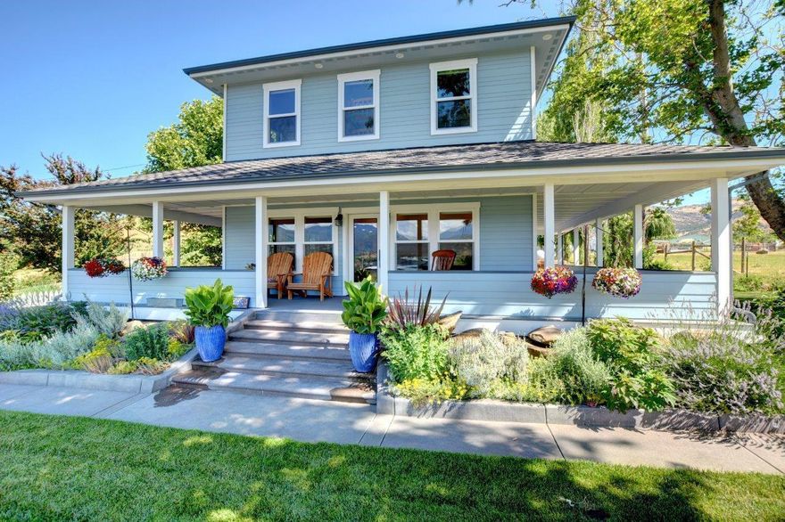 Luxurious country living with 122 years of charm, 1900 farmhouse fully remodeled over 2019-2022 this  4 bed. 2.5 bath home offers 1st level master suite with gas fireplace, huge closet (including spiral stairs to even more space), soaking tub, 6 head walk-in tile spa type shower. Tile mudroom, gourmet kitchen, huge pantry with commercial refrigerator/freezer. Gas fireplace in parlor with extensive views of the mountains all around, and city lights below. detached temp controlled 5-6 car garage with 1.5 baths and a theater/entertainment/potential guest area above. Large barn with lots of storage, a 2400 sq/ft shop with room for all of your toys/tools, 3 electric 16'x14' doors. custom built glass greenhouse and raised garden area allows for fresh veggies all year. property fully fenced. 7+ acres irrigated. Has second gated entrance leading in for larger vehicle access. perfect for events and family gatherings with large play area for kids. Property has the views and spaces.