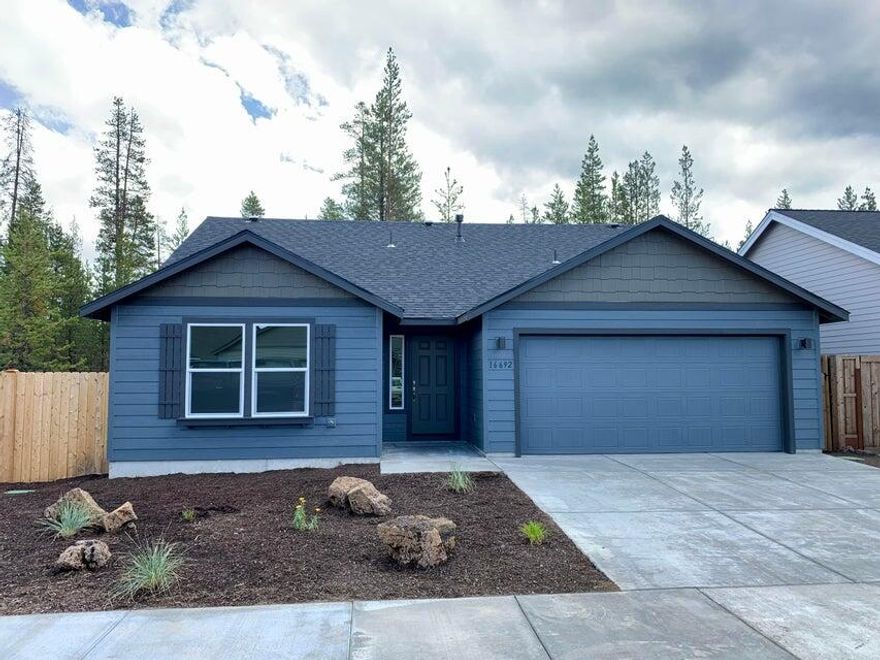 Public Remarks: Beautiful one-story home built in 2021 in like new condition. Landscaped yard with inground sprinklers fronts and back and fully cedar fenced back yard. Open floor plan with great room concept. Vaulted Ceiling, gas fireplace, luxury vinyl plank flooring for comfort living. The kitchen has an island bar, solid surface countertops, Stainless steel appliances, dark stained wood cabinets with walk in pantry. Lots of natural light throughout. Primary bedroom is vaulted with two walk in closets. the primary bathroom has double sinks. Good bedroom separation has, bathroom and laundry room. Great location only a block to Finley Butte Park and sports complex. The southern Deschutes County area is home to great hunting, fishing, water sports, skiing, snowmobiling, hiking and more.
This is part of a  exchange.