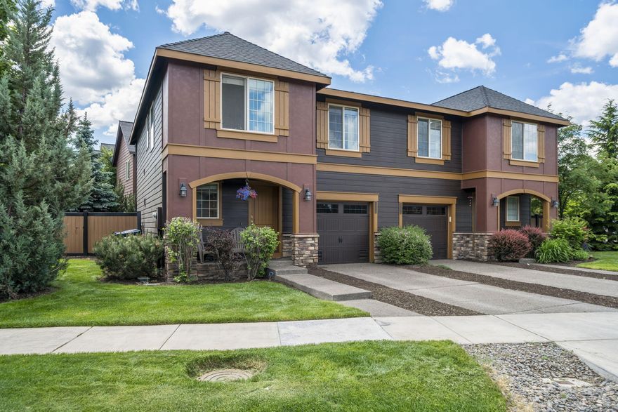This quality Pahlisch built townhome is located in NW Bend in Empire Estates and is conveniently located to shopping, restaurants, the Deschutes River, Sawyer Park, and Riley's Ranch. Great room floor plan with gas fireplace in the living room; all bedrooms, laundry room, and office nook with built-in cabinets upstairs; spacious primary suite has ample storage including walk-in closet; gas forced air heat; and central air conditioning. Fenced back yard has deck and additional space for garden area or relaxing. New washer and dryer, and exterior painted in 2019; new dishwasher, and air conditioning unit in 2020.