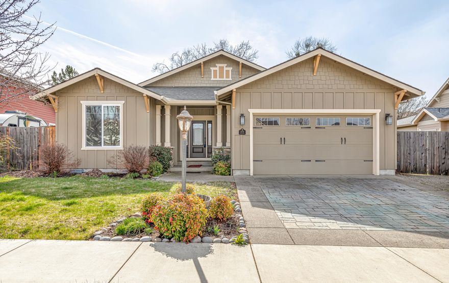 Take a look at the location on this 1,800 sq. ft. 2010 built home. Easy access to many areas and the home has a great floor plan with 3 bedrooms and 2 baths. The kitchen is large with a spacious peninsula, granite counters and stainless appliances. Home has 9 ft. ceilings with a coffer and decorative beams in the living room. The primary is vaulted and is quite capacious with a large walk-in, double vanity and granite counters as well. Out back, facing east, is a large, covered patio and a spa. There is a nice RV parking area that would accommodate a sizeable vehicle. This home has a few bumps and bruises but is a great value just waiting for your loving touch.