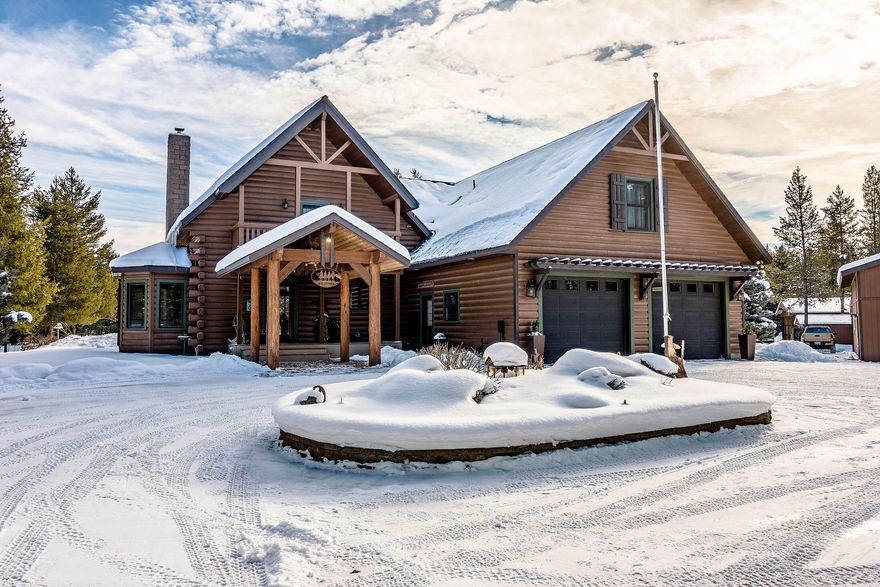 Beautiful custom built Lincoln Log home on 16.49 acres. Enjoy privacy & views of extensive landscaping that includes a 30' diameter pond & waterfall. The floor plan features a vaulted great room with a wall of windows that bring in the natural light, wood ceilings, wood burning fireplace with a custom Walnut mantle, radiant heated floors through out the main level. Spacious kitchen with granite countertops, stainless steel appliances, custom cabinetry & butcher block island that includes a nook area with built in china cabinet. There are 2 bedrooms down & 2 upstairs with a large family room and views of Paulina Peak. Attached 2 car garage. 30x40 heated stick built shop with RV door & a single car heated garage attached off the back. 24x40 covered parking area for utility trailers & equipment. No HOA or CC&R's