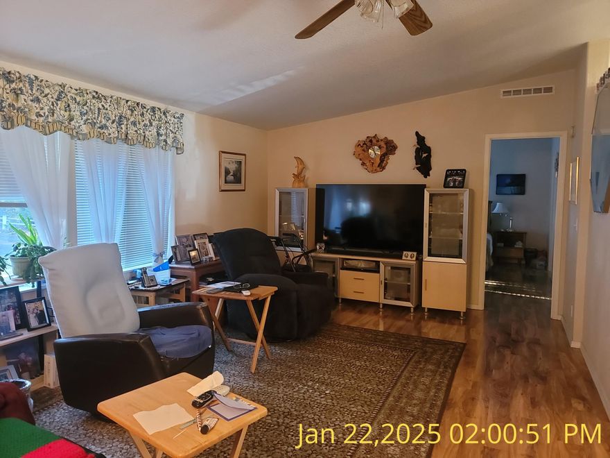 Spread your wings on this mostly level 47 plus acres with a wonderful 3 bedroom 2 bath manufactured home. Vaulted ceilings, split floor plan 2 patios and inside laundry built in 1998. Bring the animals even horses. Only about 7 acres not level and usable per owner.
Never on the market before, one owner. 2 car garage and sheds.