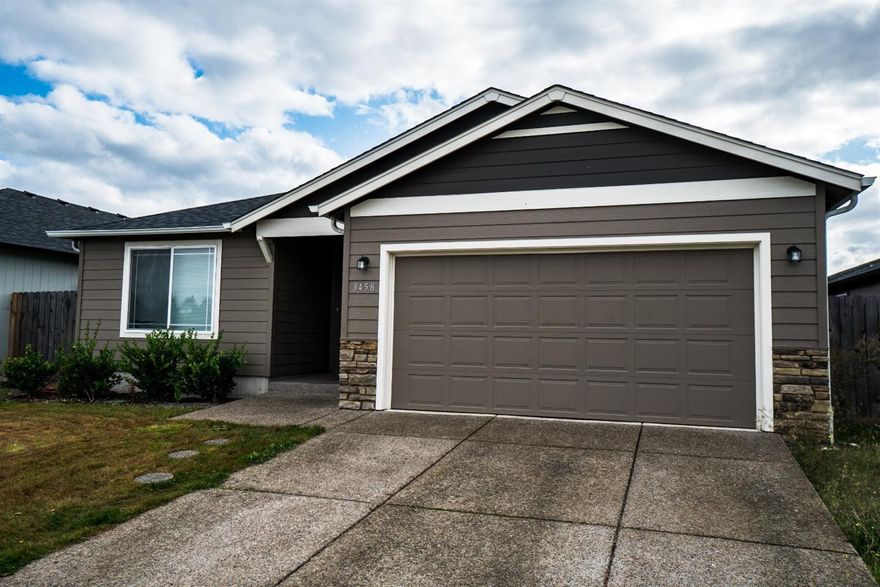 This wonderful split floor plan has 3 bedrooms and 2 bathrooms. It was built in 2015. Home includes granite counter tops, stainless steel appliances, walk-in closet, vaulted ceilings. The kitchen is the center of the home and has plenty of cabinets and counter space. The master bedroom is in the back of the home and the other two bedrooms are in the front. Great floor plan.