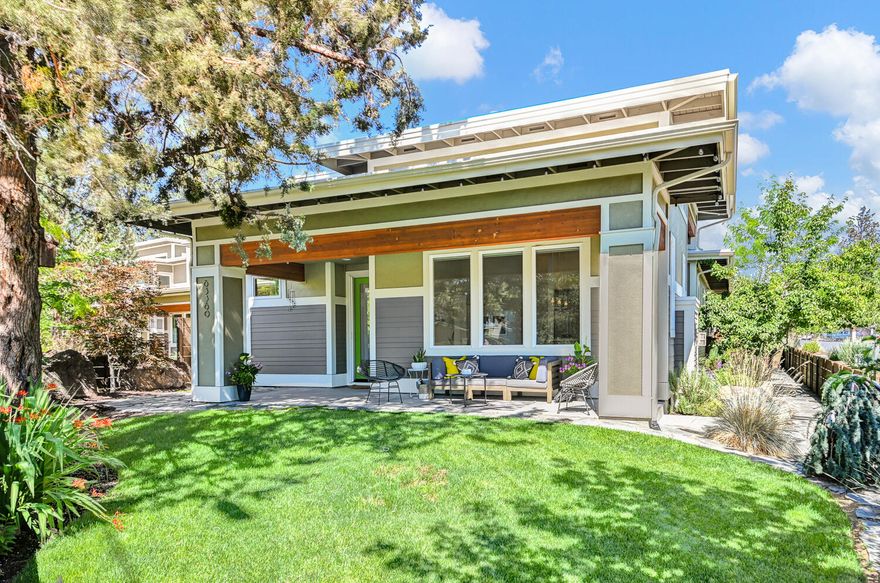 WOW! This is a must see Frank Lloyd Wright inspired prairie style contemporary home. Great room concept w/ 13ft ceilings & large windows creating a fantastic airy, open
feeling. This home won 4 awards in 2014 Tour of Homes with every finish and detail creating a luxurious sense of sophistication & class. The hand scrapped white oak floors, knotty alder
cabinets and custom window design all add to the unique character. Perfect layout for entertaining in style & easy living w/3 bedrooms PLUS den all on one floor. Home
includes surround sound, smart thermostat & exterior lighting along with security cameras. Sitting on a large fully irrigated corner lot w/fenced yards and lush landscaping, the generous
private back patio with sound system plus a covered front porch provide excellent gathering options. Relax in hot tub on the private patio accessed off master BD. Great NW Bend location w/easy access to conveniences & commutes, within a few miles of Riley Ranch Reserve & Tumalo State Park.