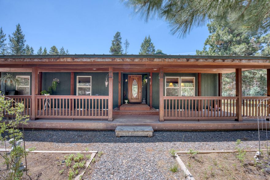 Welcome to the Ranch! Spacious and full of potential! This spacious and well thought-out manufactured home with an attached garage, is nestled on a beautiful lot and offers a fantastic
opportunity to create your dream Central Oregon retreat. Enjoy a bright and open floor plan with generous living spaces, perfect for entertaining or simply relaxing. Step
outside onto the large covered back deck or sit on your covered front porch to take in the peaceful surroundings located minutes away from La Pine State Park.
The property features a private well, a large fenced yard, detached 1080 sq ft shop installed in 2011 provides ample space for storage, projects, or all your toys. With plenty
of room to grow, this home is a great investment in a serene La Pine setting.