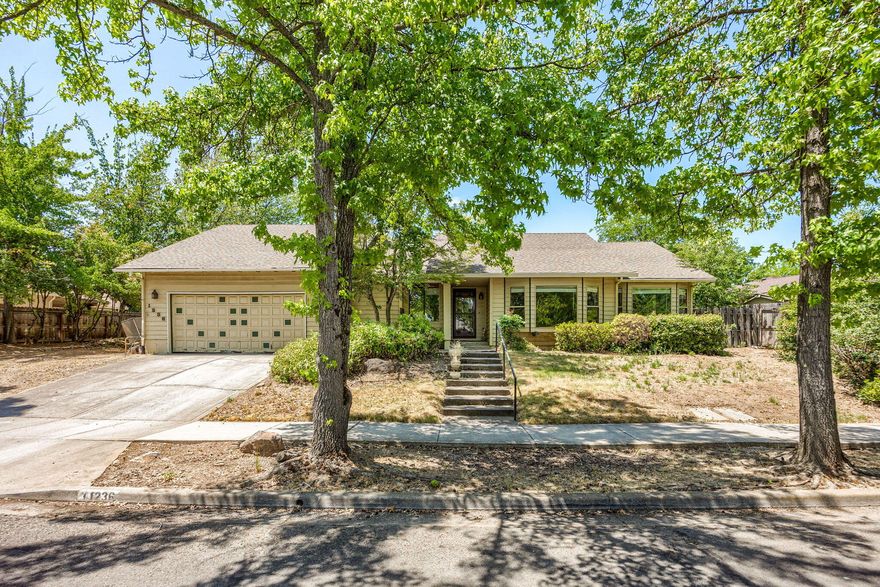 Looking for a flipper/fixer? Single level home w/great location and neighborhood close to the RV manor and Centennial golf course. Lg lot .23 acre w/RV parking. 1Vaulted beam ceilings in family room and living room w/double pane wood windows  and two bay windows. Updated kitchen w/quartz counters, large island, stainless steel appliances, 5 burner gas cook top, including refrigerator and large pantry. Gas log fireplace in family room with French doors leading to covered patio w/fenced backyard. Primary suite with lg shower, skylight and walk in closet plus a door leading out to another covered patio. Laundry room includes washer and dryer. 3 bedrooms, 2 bathrooms. Main bathroom has been updated with nice lg. tile around tub and shower and skylight. Selling in its AS-IS condition priced to sell below county assessment.