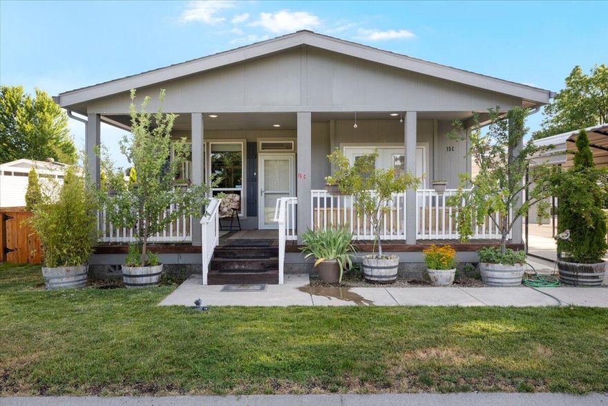 Exceptional 2015 Golden West manufactured home in desirable 55+ Weldon Park! This extremely well-cared-for 1,458 sq ft, 3BR/2BA gem sits on a premium corner lot with attractive green space frontage. Conveniently located with easy access to all of Medford's shopping, dining, healthcare, & recreational amenities, this home has many stand out features that include a detached garage PLUS new large carport for vehicle protection - one of only 3 homes with garages in the entire park! Inside you'll find tons of storage throughout. Established landscaping is dialed in with new drip system-a true oasis featuring new fencing, plantings that flower throughout the year, multiple fruit trees, & several raised garden beds perfect for the gardening enthusiast. A lovely covered front deck/patio & window awnings provide effortless outdoor comfort. Enjoy the benefits of low space rent in this well-established community. Upgrades & improvements throughout - contact listing agent for the complete list.