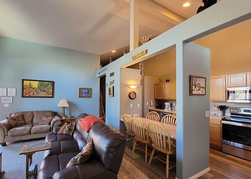 This Updated Powder Village Condo is one of largest of all the units with one of the best views from both of its private decks.  Powder Village is easy access to Sunriver Resort, Sunriver Business Park and the Deschutes River and all Central Oregon has to offer  This upstairs unit boasts an open floor plan, vaulted ceilings throughout, 2 bedrooms, 2 baths and a loft that is currently being used as a third bedroom. Updates include new stainless-steel appliances, high end carpeting, laminated wood flooring, interior and exterior paint, roof, Trek decking, along with living room furnishings and bedding.  There are two decks, enjoyable views of the amenities and tall Ponderosa trees. Powder Village includes water, sewer, garbage, snow removal, pool and hot tub maintenance. Car Charging Station located in the parking lot. Home sold fully furnished with in unit washer and dryer.  Vacation rental income history and proections available upon request.