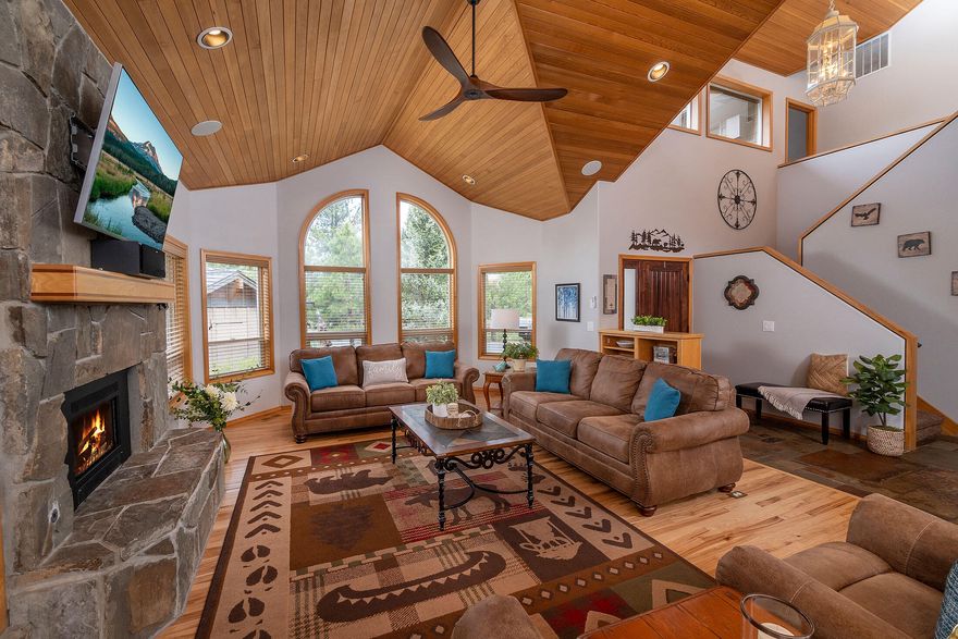 Welcome home to this serene retreat on almost 1/3 acre backing to forested common area. This well-appointed, sunshine streamed 2,538 sq. ft. home offering 4 bedrooms and 3.5 baths creates a warm welcome for family and friends with an open flow living area, lofted den, great separation of space, and kids' hideout! Quality craftsmanship and gorgeous architectural features abound throughout this Norman Building and Design mountain getaway. Enjoy blue skies and warm summer breezes as you take in over 300 days of Central Oregon sunshine. Soak in the private hot tub under the stars after a day of play. An oversized 3-car garage with large workshop area is ideal for a game room and storing your outdoor gear! Easy access to National Forest Land, the Deschutes River, bike paths, and resort amenities makes this your basecamp for adventure. Home has strong rental history and is sold turn-key and ready to enjoy! Create your Sunriver legacy!