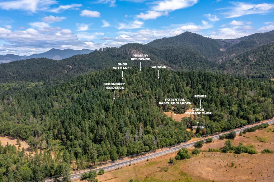 Looking for a place where you can live off the land and still have all the essentials? This 56+ acre property in Cave Junction is built for self-sufficiency and long-term peace of mind. The 1,898 sq ft 1 Bed concrete block home is engineered to withstand earthquakes and built to last. You'll also find a 2-bedroom mobile home and a third RV Converted living unit - ideal for multi-family living or guests. Water comes from a private well and rain catchment system, with 10 large storage tanks and both pressure and gravity-fed systems. Property has 2 seasonal ponds used for irrigation. Power is available from the grid and solar, with battery backup and a generator hookup. Two large shops, and smaller workshop next to main house, offer space for projects, storage, or farming needs. Wood, oil, and propane heat sources keep you warm year-round. Surrounded by mature timber and set up for true independence - this one is priced to sell.