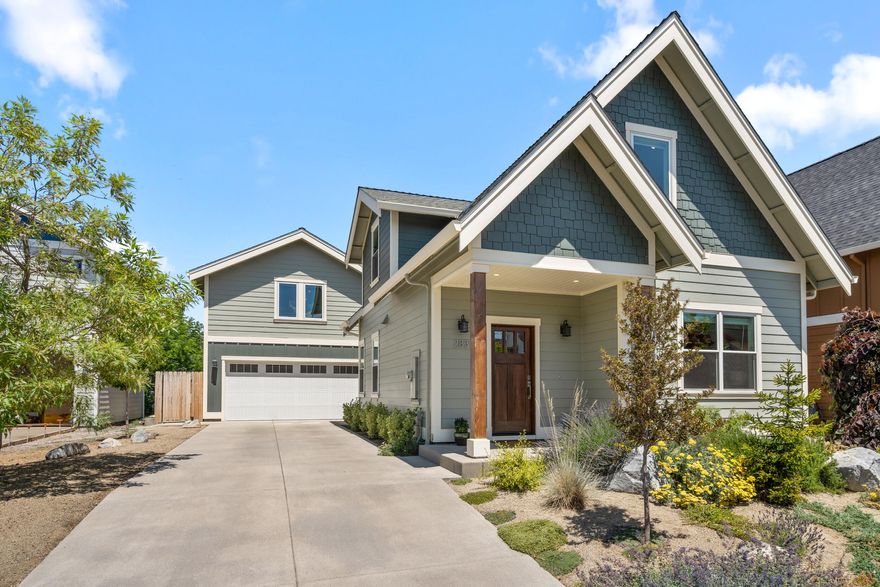 Located in sought-after Old Bridge Village, this 2021-built home with legal ADU offers quality, comfort, and efficiency. The 1,636 sqft main house features 3 beds, 2.5 baths, vaulted ceilings, and an open floor plan with white oak hardwoods, solid core doors, and premium fixtures. Enjoy a bright and airy living space with a stylish kitchen featuring quartz counters, breakfast bar, gas range with hood, and top-tier appliances. The main-level primary suite includes French doors to the patio, walk-in closet, and spa-like bath with tiled shower and heated floors. Above the 2-car climate controlled garage, the 546-sqft ADU provides great flexibility and opportunity for additional income, featuring a full bathroom and kitchen with pantry. Private backyard with BBQ/fire pit stub, ductless mini-split system, and beautiful mountain views—all in a quiet, no-HOA location. Very close to downtown Talent.