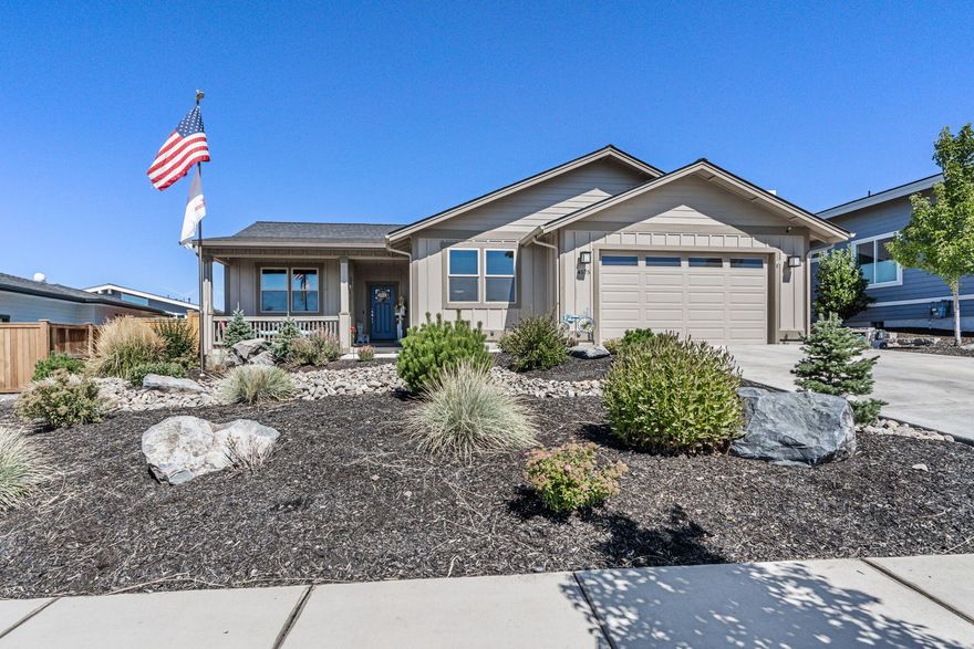 Don't miss this opportunity to live & play in the heart of Central Oregon! Located in the desirable Redtail Ridge community, this home boasts Cascade Mtn views, an epic backyard oasis, covered front porch, wide hallways/doors/roll in shower & open-concept living spaces! Great room ftrs vaulted ceilings, large picturesque windows for an abundance of natural light, & a cozy gas burning fireplace w/built-ins on either side. Kitchen boasts slab quartz counters, large center island w/breakfast bar seating, an abundance of prep space & cabinetry, pantry, & large eating area. Large primary suite w/door to the back patio, massive walk-in closet, double vanities, & fully tiled walk-in shower & floors. Two additional well appointed guest suites share a full bath. Laundry room boasts tons of storage & counter space w/sink. A backyard oasis w/spectacular mountain views. Oversized tandem three car garage for storing all your personal hobby/recreational toys. Minutes from downtown & hwy 97 access!