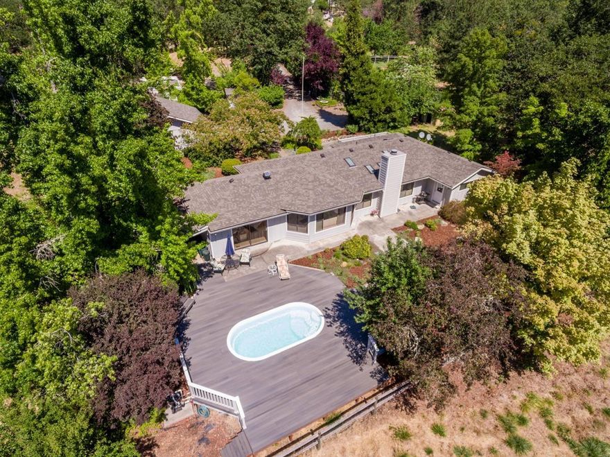 Prime location In the Heart of Wine Country! Lay down your roots in this private light and bright 3* bedroom/2 bath single level home on 6.5 acres with beautiful landscaping to and around the home, irrigation, cross-fenced pastures, outbuildings for ranch/farm, huge deer fenced garden area, large orchard, detached 2-car garage w/workshop, RV parking w/electric & water. Home Features include: gorgeous views out all the windows, Fireplace in family room, bay windows & formal dining area in family room, extra sitting room/office area in 2nd Bedroom, multiple doors out to the back patio deck with sparkling pool and views of the pasture back-dropped by surrounding distant mountains. Two wells on property, 20.6gpm & 25gpm per 6/19 test, connected for house and orchard. Well Water Rights for irrigation system and pond. 2 barns, and various outblds. Newer comm'l heat pump, 30 yr roof 2015, *County shows 2 BR but huge bonus room with wall of closets can be 3rd BR if desired or office/artro