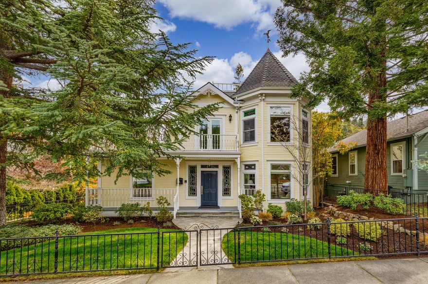 Elegance and sophistication appropriately describe this beautiful home on arguably one of the best streets in Ashland. Victorian style with modern amenities and systems. Tastefully remodeled and upgraded throughout. Light filled grand entrance is warm and inviting, a den on one side and a formal living room w/ fireplace on the other. Amazing kitchen w/ custom cabinetry, stainless steel appliances, built-in freezer drawers, large granite center island cooktop, and views to the backyard. Kitchen opens to breakfast nook and cozy family room w/ pellet stove. Formal dining room has access to the spacious back deck. Upstairs has three large bedrooms, including the primary bedroom suite w/ dual vanities, claw foot tub, separate tile shower, walk-in closet and a screened-in porch perfect for outdoor enjoyment. The other two bedrooms share a ''Jack and Jill Bath''. Convenient elevator access to each floor. Gorgeous professionally landscaped grounds w/ a gazebo and a water fountain top it all off.