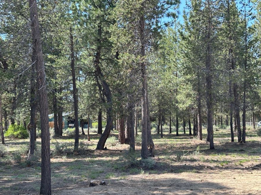 Mountain camping is soon to close up for the season. This lot could continue to be your RV camping space year round! Awesome tree cover, and flat area for your RV parking. Close drive to LaPine State Park and CASCADE HIGH LAKES and Mountain recreation, river access for fishing, canoe or paddle boarding, and hiking. Super close to the back road to Mount Bachelor. Dining and town amenities are also close by. Electrical at the street. Buyer due diligence regarding water/sewer and all aspects of this lot. Hold this lot for future building.