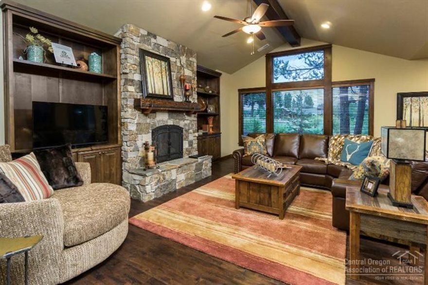 Caldera Cabin 19 will be a luxurious vacation home on Obsidian Lake. Near Caldera Links golf, the Lake House, Quarry Pool, sports courts, and social activities. Designed for rental appeal, this plan has 4 master suites (upstairs has built-in bunks, living area & full bath), a den, 5 full baths, double garage, energy efficiency and quality finishes such as wide plank hickory floors, knotty alder cabinets and doors, stainless appliances, slab granite, paver stone covered patio, & many upgrade features.