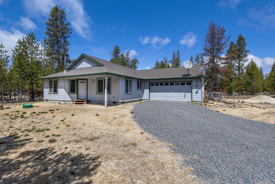 Quiet country living on a 1 acre lot located in the heart of Central Oregon wildlife & outdoor recreation! Built in 2021, this 1,248sf home boasts 3 beds & 2 full baths. Main living area is an open concept space w/cozy woodburning fireplace, durable LVP flooring in throughout, & an abundance of natural light. Open kitchen ftrs central island, breakfast bar seating, plenty of cabinetry for storage, SS appliances included, plus a large eating area.  Well appointed primary bedroom ftrs shower/tub combo. Two additional bedrooms share a full bath as well. Outside you'll find plenty of space for RV parking, a small fenced area for pets or critters. Bring your toys & play in the mountains, lakes, desert & all that Central Oregon has to offer!