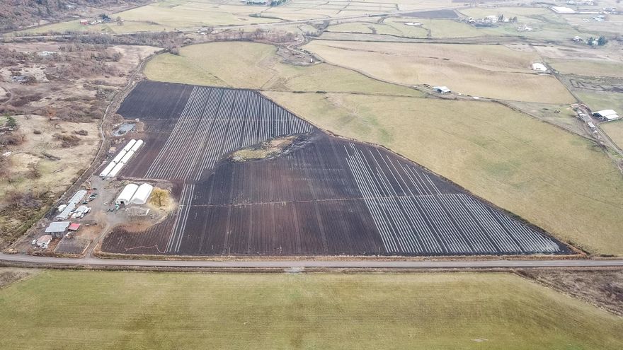 EFU, pole barn, 32.6 acres with Irrigation rights, private, flat land, pond, fenced, gated, amended soil, home, extra living space, and much more. Home is large and bright with 1.5 bathrooms, large living room, eat in kitchen, and a mud/laundry room to please anyone. Book your appointment at this very established sunny farm ready for plants.