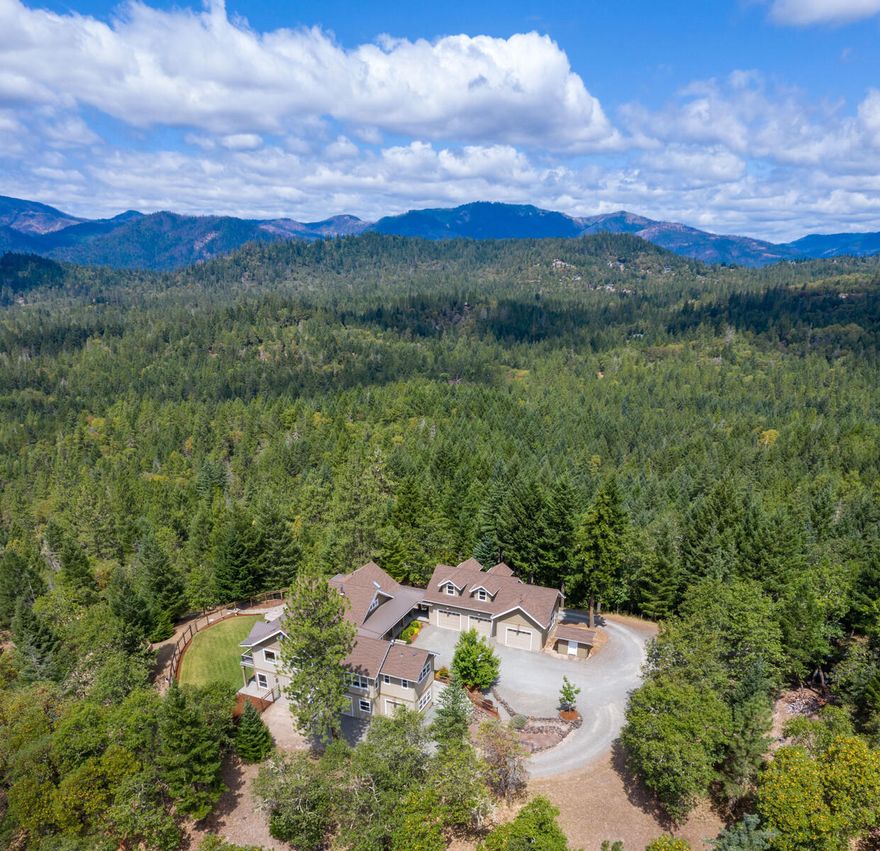 Quality Custom Home on 80 private acres only 8 miles from town! Unbelievable views. Shop/Garage. No detail was overlooked. Featuring Geothermal heat/cool system, quarter-sawn oak cabinets, granite, hardwood and tile floors. Main level: (2548 sf) Living and Dinning Rooms w/ built-ins $deck to enjoy views. Huge Kitchen with built-in eating booth, leather-finish granite counters, island & huge pantry. Office w/ built-in desks/cabinets. Spacious Master Suite w/ 2 walk-in closets & 2 complete, separate baths. Cozy Den, Powder Room & Utility/ Mud room. Lower Level:(1384 sf living space) Large rec room. 2 bedrooms, ea w/ own full bath. 1 bedroom used as a home gym w/ equip included. Plus 825 sf workshop w/ 3 garage doors &595 sf storage/mech room. 1300 sf of 3-care garage/shop w/ potential to finish approx 644 sf upstairs. Gated entry and FAST internet. Well flow was 11.5 gpm in 2007. Well-managed diverse forest. You'll never want to leave your own private retreat.