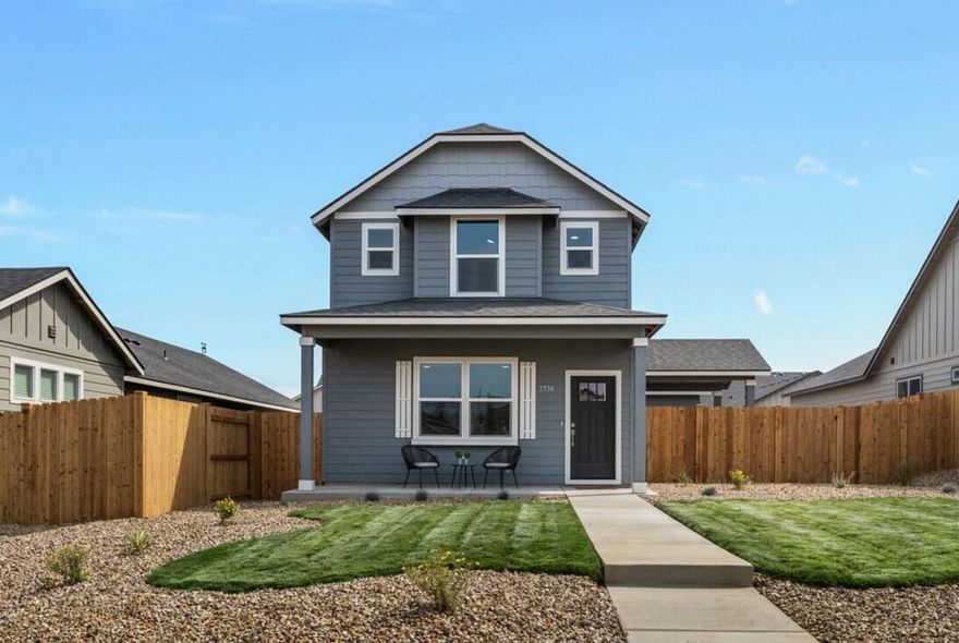The Metolius is an intelligently designed two-story plan that lives larger than most mid-sized plans. The first floor is open throughout the family and dining room and into the kitchen where there is plenty of counter space and cupboard storage. The alley-accessed 3-car garage gives this home tremendous street appeal. Upstairs, there is a den with glass French doors that can be used as an office or a flex space. The expansive main bedroom features a dual vanity bathroom and large closet. Rounding out this popular floor plan are two bedrooms with large closets that share a second full bath. Furnishings not included.