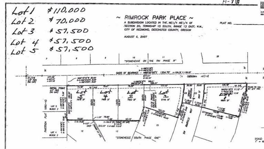 Ready to go building lots between Stonehedge on the Rim and Stonehedge South. Next to Obsidian steps to Dry Canyon recreation. Close to schools. No HOA. Lots 1, 2, 3, 4, and 5 available for purchase. Seller is licensed principal broker in Oregon.