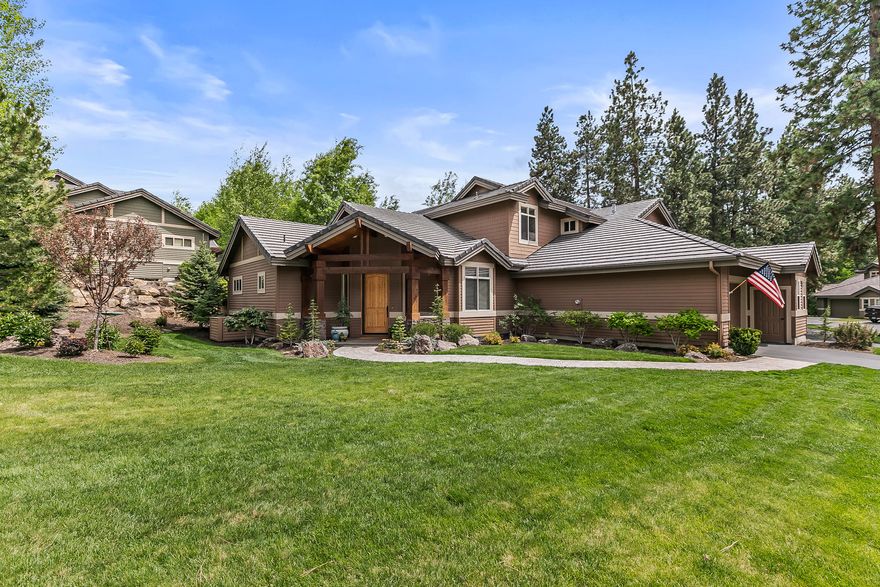 Highly upgraded, gorgeous Tyrion Sky townhome in Broken Top with private patio & greenbelt views.  Over 2,700 sq. ft. with two masters & an office on the main level, a wood & wrought iron bannister leads to third bedroom suite up w/ bonus room & separate work-space.  Top quality throughout extensively remodeled home includes marble & wide plank wood flooring, fireplace w/ floor to ceiling stone surround & reclaimed wood mantle; amazing kitchen w/ extended breakfast bar, double ovens, slab granite counters & backsplash, glazed cabinetry & spacious pantry; tranquil master baths w/ Carerra marble flooring & countertops; powder features Will Nash commissioned pedestal sink & marble basin; Norman blinds throughout; Mohawk SmartStrand carpet; epoxy flooring in garage, gas heater & Tesla wall charger.  With over 4-miles of walking paths & a short stroll to the restaurant, tennis/pickleball courts, pool & Clubhouse, gated golf course community is just minutes from Mt Bachelor & downtown Bend.