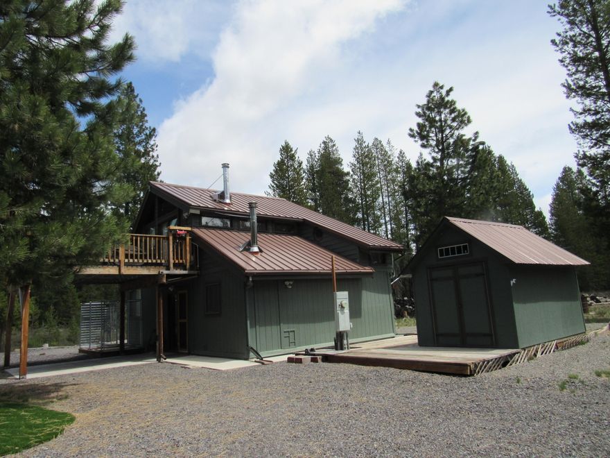 This is a hunters dream cabin--- sleeps 4 but could do more!!! This property could be a great main home or a vacation home. Maybe you're thinking of buying a family get-a-way? You would have your very own creek front cabin with all the amenities. All furniture included. There are several outbuildings ---including a shop for your tools.  There is a small garage for a car or the tractor. At the house is a wonderful courtyard which borders the creek and a very nice block firepit.  For you hunters there are miles and miles of forest to hunt. Property is close to Crater Lake National Forest. The home is cute and very functional with a certified wood stove-- even Starlink!!! The home was recently painted and has a metal roof. It is a great winter place for snowmobiling or cross-country skiing. The home is very cozy and comfortable and is a must see!!!!