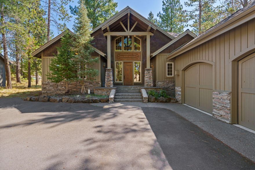 Discover your ultimate retreat in the heart of Sunriver. This stunning Northwest lodge-style home offers 4 spacious bedrooms, including two luxurious primary suites conveniently located on the main level. The chef's kitchen is designed for culinary excellence, while the oversized three-car garage provides ample space for vehicles and gear. Timber and stone accents throughout create a warm, inviting atmosphere, perfect for relaxing after a day of adventure. Step outside onto the expansive deck and soak in the beauty of Central Oregon. Blending comfort, style, and functionality, this home is ideal for gathering with family and friends or enjoying peaceful solitude in a premier resort
community.