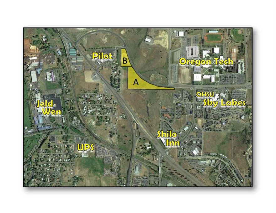 This strategic piece of property clearly has two distinct build-able areas and the owner will consider a partition. The flat potion next to the Pilot Travel Center is ready to build any amenity that would complement the Travel Center. An upscale fast, casual dining location or a distribution center would be excellent uses of this property. The more sloped section of this lot is the key for connecting the Daggett and Dahlia area with Sky Lakes, through to the Dan O'Brien access to 97. With the coming of the Cascades East Rural Medical Campus this lot will be a key to the development of the access and services around the campus.OWNER will partition into A and B segments for buyer and sell as individual lots.
