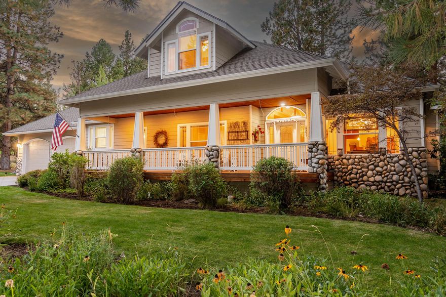 Live the dream in Awbrey Glen, Bend's premiere gated golf community.  Home is situated on the 8th green with wonderful views.  Inviting expansive front porch with drip system for your hanging flower baskets in the Spring.  Great room has fireplace with custom mantle, gleaming hardwood floors, surround sound and open to spacious kitchen and eating area overlooking the expansive back deck.  Primary bedroom is downstairs with views of the golf course, walk-in closet, dual vanities, soaking tub, separate shower and door leading to back deck.  2nd bedroom is downstairs currently used as an office with full bath.  Upstairs you'll find 2 guest suites opposite of each other allowing complete privacy, plus tons of storage.  Extra deep 2 car garage with newly pavered driveway,  Newer Roof, Central Air and much much more!