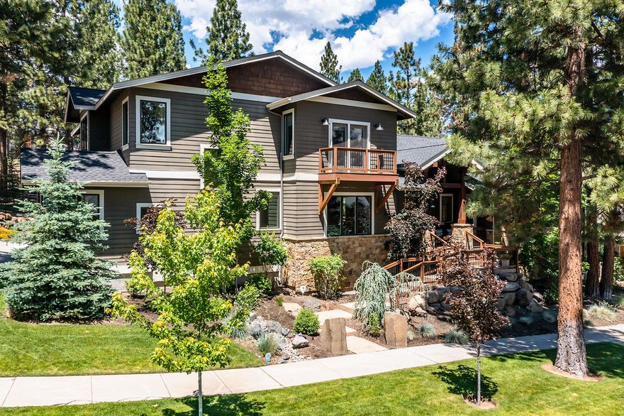 Luxury mountain modern custom home nestled among the towering Ponderosas in NW Bend's captivating Shevlin Ridge. This 2013 Tour of Homes winner recently underwent a full interior transformation to open the space and add more light. The floor plan perfectly blends progressive styling with a strong outdoor connection. Open great room floor plan with massive wood burning fireplace, soaring vaulted ceilings, and neutral wood accents. Chef's kitchen with exquisite marble island and professional grade appliances. Private main level master with elegant master bath complete with tile shower, inviting soaking tub, plus much more. Light and airy second story features a spacious bonus room with kitchenette, generous en-suite, plus much more. Perfect for entertaining with a picturesque outdoor living space complete with covered back porch, hot tub, and fenced yard. Close to trails, schools, and everything Bend has to offer. This is a truly special property and not to be missed.