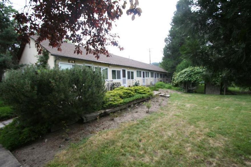 Don't miss this incredible Railroad District Opportunity. Currently a six plex is located on this property which is comprised of three separate tax lots and a combined .39 acres -- all with R-2 zoning. Situated on the corner of 2nd and B Streets, you will be hard pressed to find a more gorgeous, close-in Ashland property. This offers a one-of-a-kind estate setting or a development opportunity as each tax lot would accommodate a home as well as an aux. dwelling (buyer to do their own due diligence). Six studio units have a solid rental history and are in good condition. Each unit is approximately 448 sq. ft. Two dedicated parking place, mature trees, VERY close to town. A rare Ashland opportunity. Please do not disturb the tenants in any of the units.