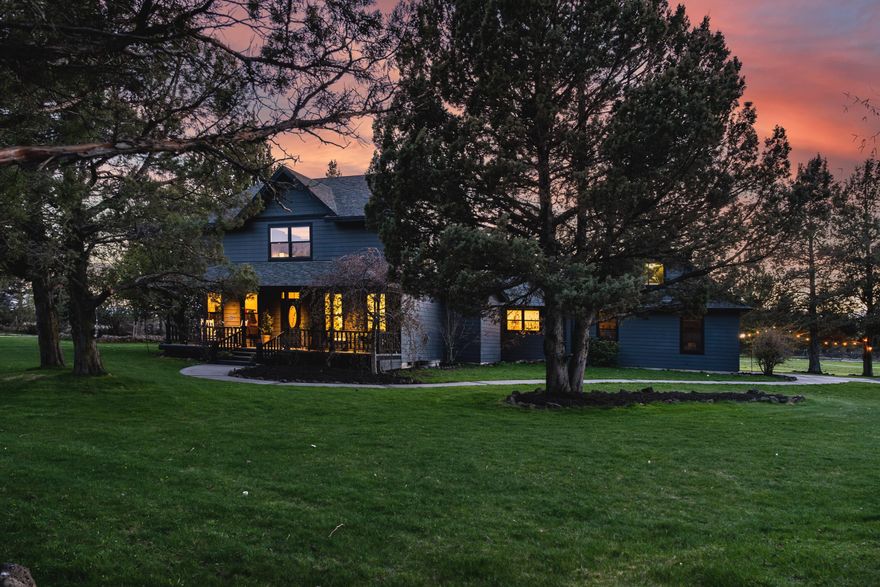 Welcome to your farmhouse retreat! Situated on 7.5 acres of picturesque land, this renovated farmhouse is the epitome of charm and tranquility. As you approach the property, you'll be greeted by lush green grass and a charming covered front porch overlooking the fully fenced 5 acre pasture. This property comes with water rights, a pond, custom greenhouse and a pole barn. For the entertainer, you will be delighted by the covered outdoor kitchen area as well as the shed that has been converted to a charming bar. Step inside and you will discover a stunning interior that blends modern luxury with farmhouse charm. Modern kitchen with large quartz island, custom cabinetry, double oven and instant hot water, a chefs dream! Adjacent you will find a spacious dining and living area with a cozy wood-burning fireplace and builtins. Impressive guest sweet on the main, providing comfort and privacy. Primary bedroom and three additional rooms located on the second level.  Come see this amazing home