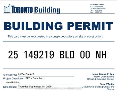 Photo of 6 Vonda Avenue, Toronto, ON M2N 5E8 (MLS # C12549024)