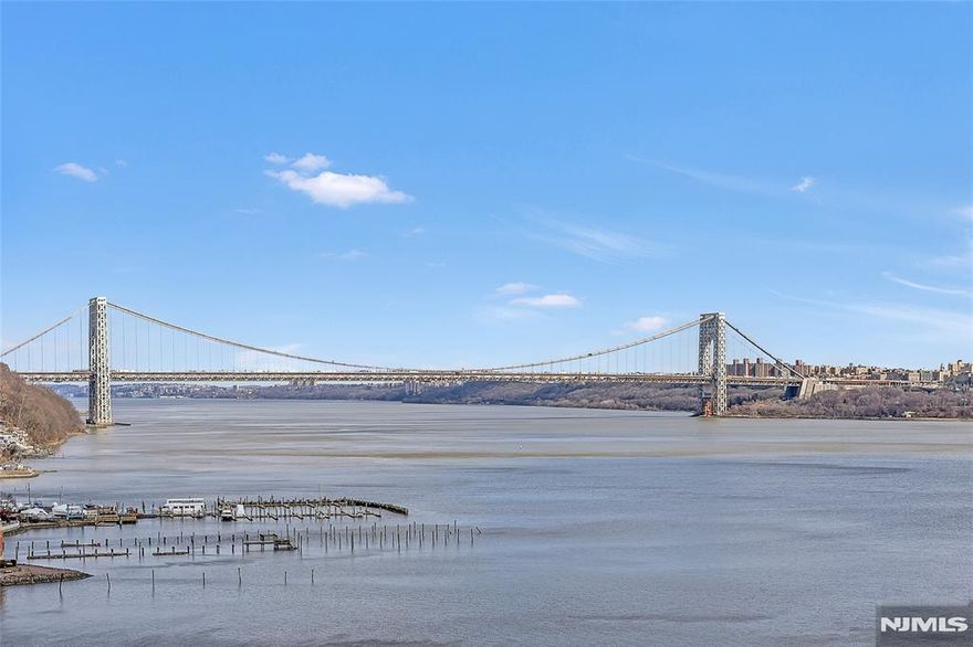 This sprawling 2-bedroom, 2-bathroom (Hudson Harbour) residence offers a front-row seat to the Hudson River, where the iconic George Washington Bridge serves as your breathtaking daily backdrop. Bathed in natural light through massive, picturesque windows, the seamless open-concept floor plan is anchored by gleaming porcelain tiled flooring and elegant crown moldings. The gourmet chefâ€™s kitchen is a true showpiece, featuring a sprawling center island with stainless steel appliances and custom designer cabinetry paired with granite countertops. The expansive living and dining area flows effortlessly onto an enormous wrap-around balcony, creating an ideal setting for sunset cocktails and outdoor relaxation. Retreat to the primary suite, a private sanctuary boasting a spa-designed bathroom and floor-to-ceiling custom-fitted closets elegantly adorned with glass doors. A second spacious bedroom is located nearby, complemented by a modern full bathroom with premium fixtures. With modern light fixtures, custom window treatments, freshly painted walls and a total of five custom-fitted closets, this home is a masterpiece of design where no detail has been overlooked. Your all-inclusive monthly maintenance covers all utilitiesâ€”heat, water, electricity, cooking gas Spectrum cable/internet package. Residents also enjoy access to a newly renovated fitness center, community room, outdoor pool, tennis court, and play area. This pet-friendly community even features its own private dog ru